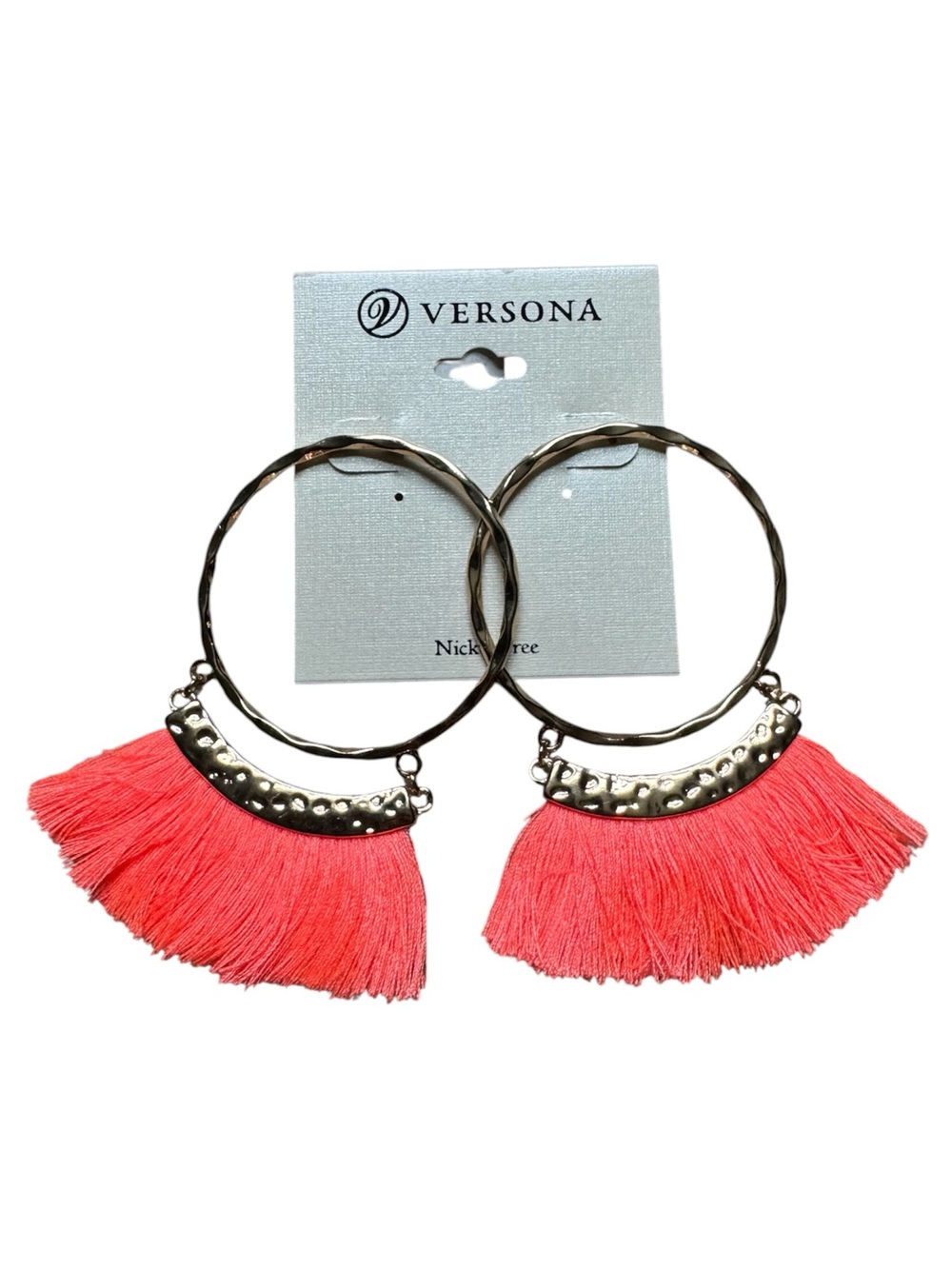 Versona ‘Bright Mango’ Tassel Hoop Earrings